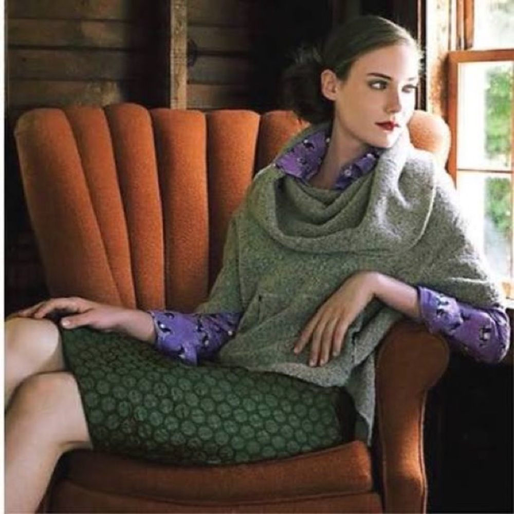 Maeve Anthropologie Green Polka Dot Pencil Skirt Size 2 - Picture 7 of 8